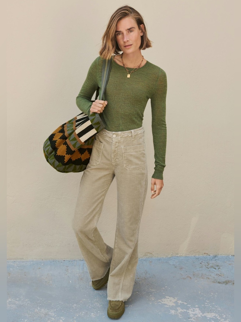 Wrap London Plait-detail cord trousers
Cotton & linen cord